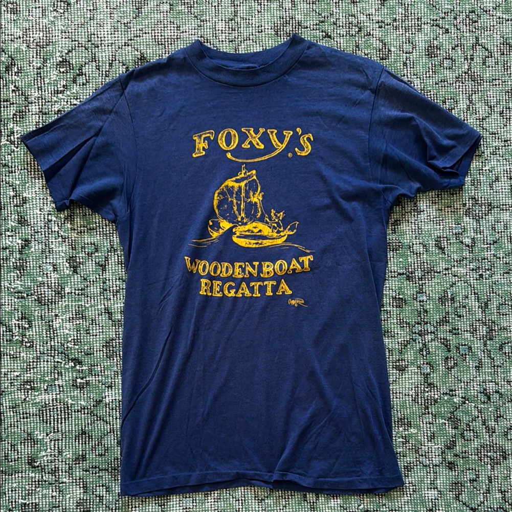 Vintage Navy Blue Wooden Boat Regatta TShirt